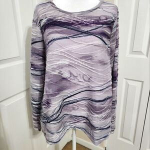 💞3/$24💞 Simply Vera Vera Wang Purple And White Long Sleeve Top Size XL